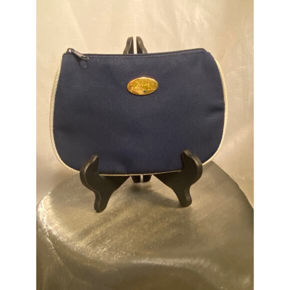 Parfums Christian Dior Zippered Pouch Cosmetic Bag Navy White 6 X 8 VGUC - Picture 1 of 11